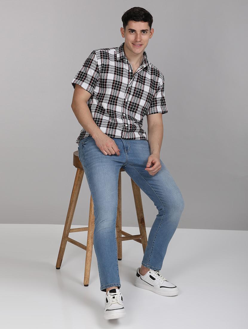 men checkered collared casual shirt - 21671383 - Standard Image - 3
