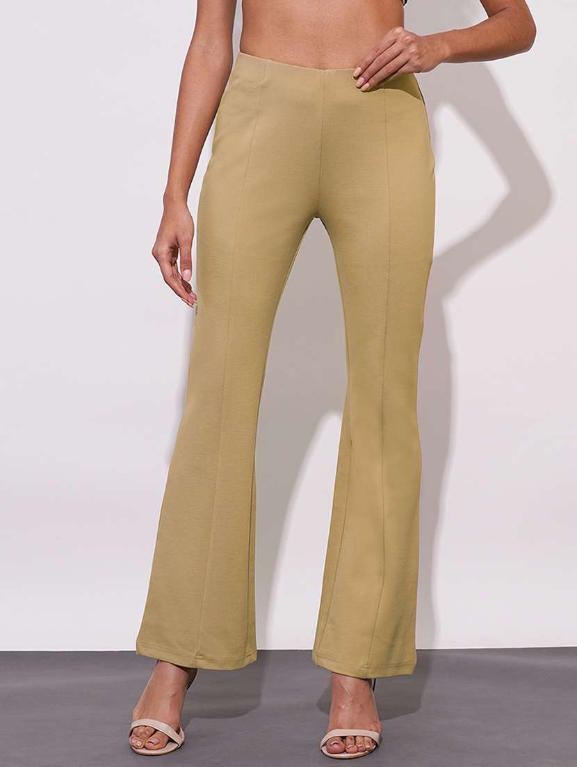 globus women camel stretchable mid-rise workwear bootcut treggings - 21671742 -  Zoom Image - 0