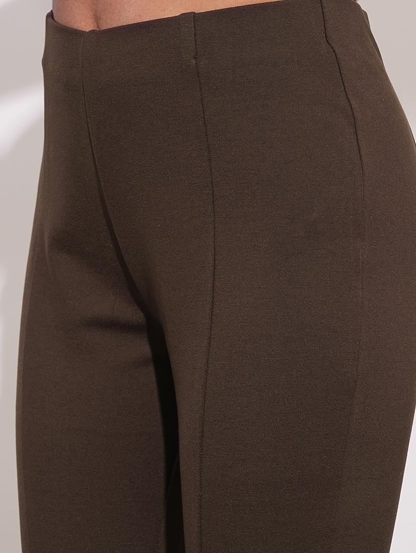 globus women brown stretchable mid-rise workwear bootcut treggings - 21671744 - Standard Image - 5