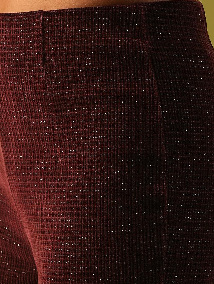 globus women plum mid-rise shiny flared party treggings - 21671759 - Standard Image - 5