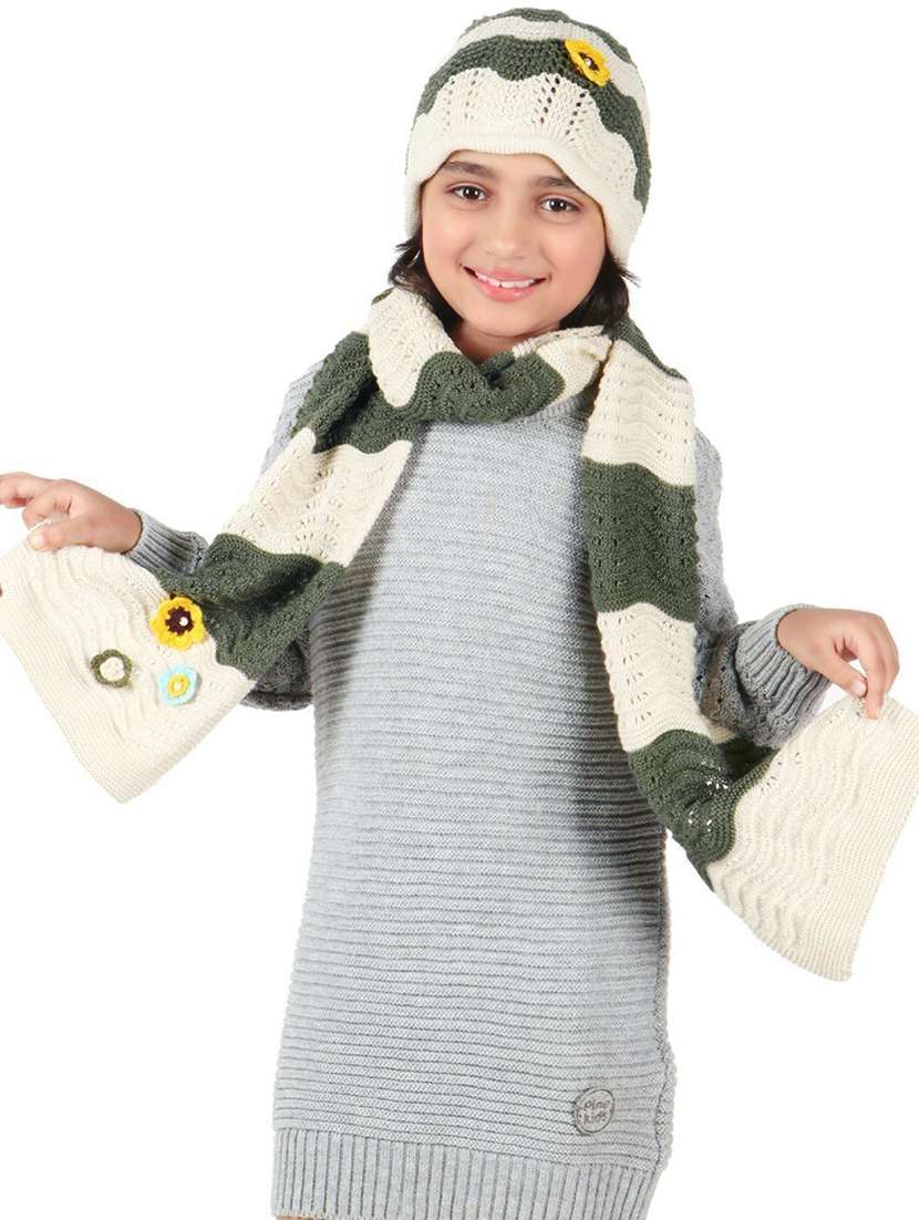 kids self design pack of 2 beanie & muffler combo - 21671876 - Standard Image - 3