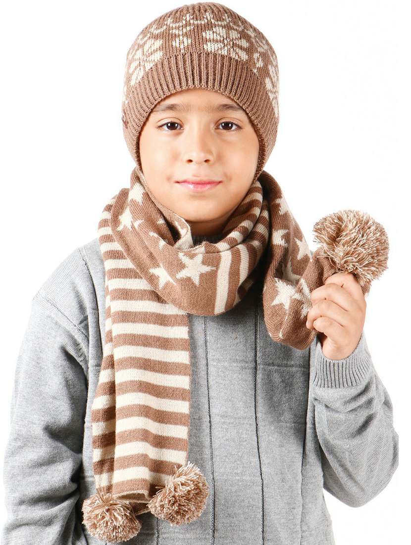 kids self design pack of 2 beanie & muffler combo - 21671877 - Standard Image - 3