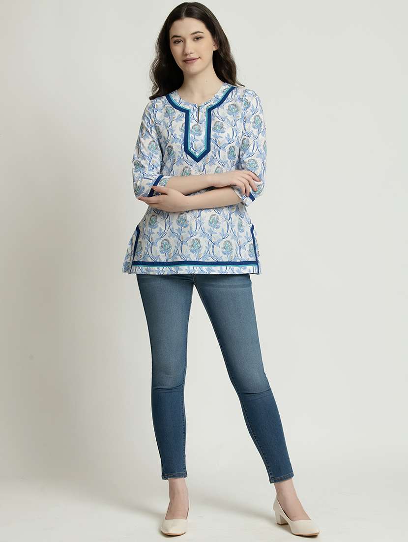 women floral key hole neck a-line kurti - 21671900 -  Standard Image - 3
