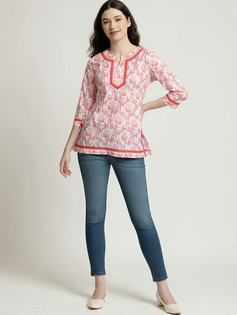 women floral key hole neck a-line kurti - 21671901 -  Standard Image - 3