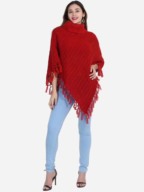 women self designed high neck poncho - 21671952 -  Standard Image - 0