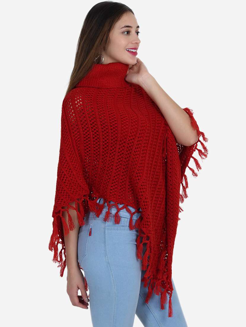 women self designed high neck poncho - 21671952 -  Standard Image - 3