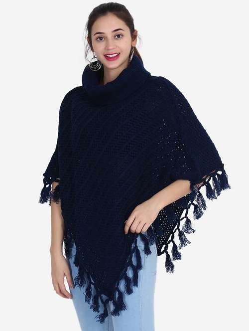 women self designed high neck poncho - 21671953 -  Standard Image - 0