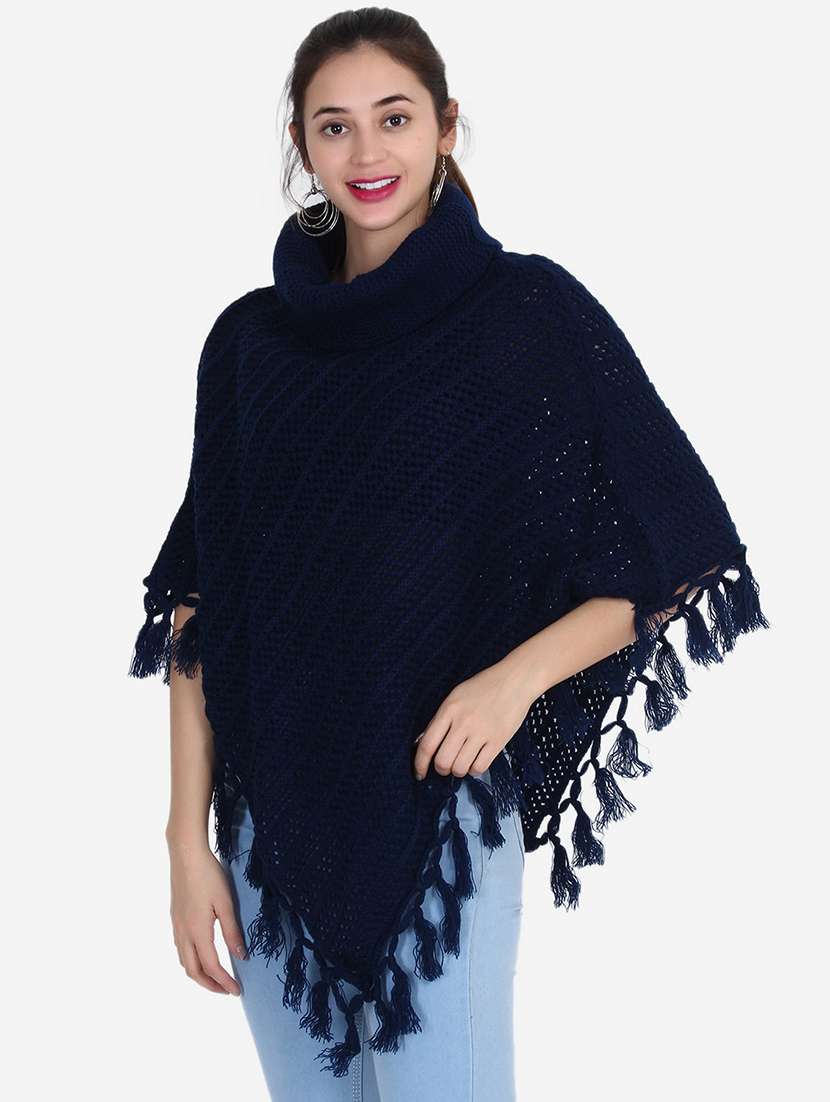 women self designed high neck poncho