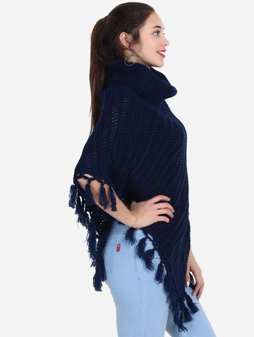 women self designed high neck poncho - 21671953 -  Standard Image - 3