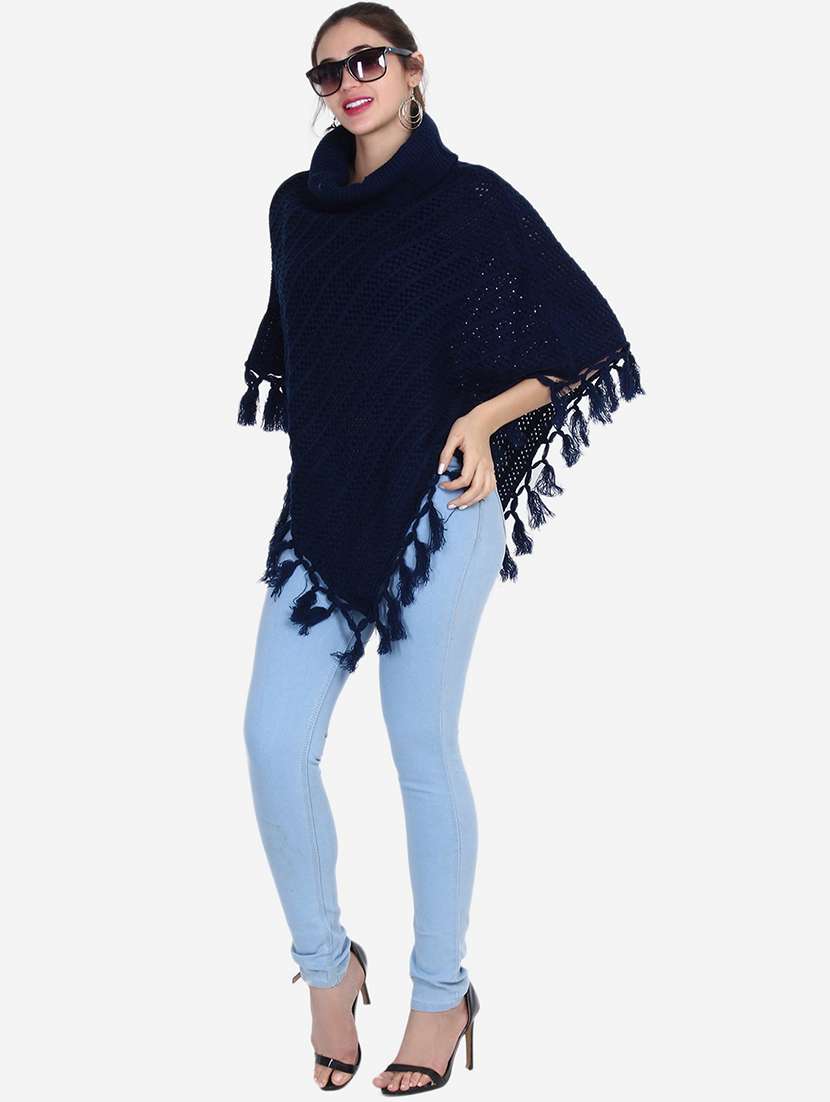 women self designed high neck poncho - 21671953 -  Standard Image - 5
