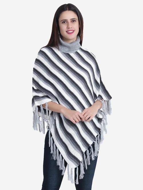 women striped high neck poncho - 21671957 -  Standard Image - 0