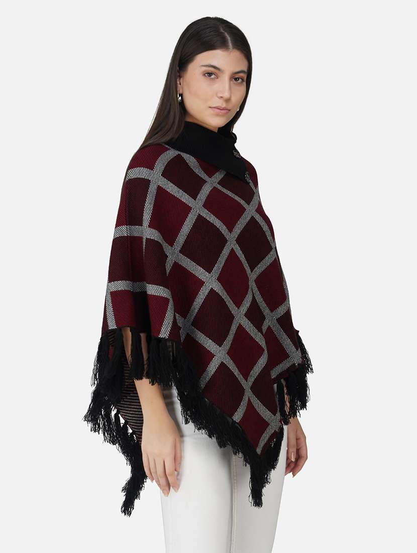women black checkered ponchos - 21672001 - Standard Image - 3