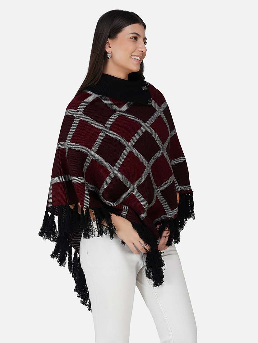 women black checkered ponchos - 21672001 - Standard Image - 5
