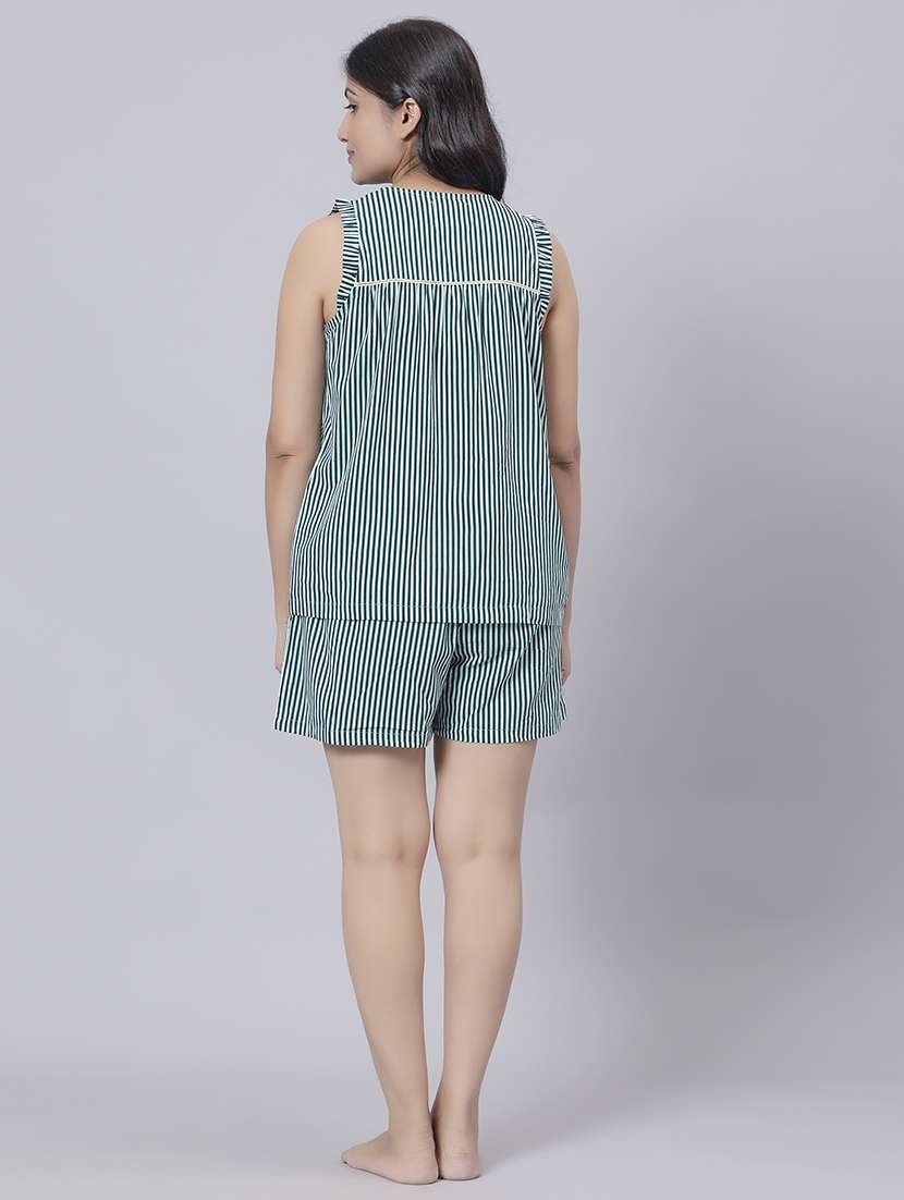women striped top and shorts co-ord set - 21672073 -  Standard Image - 3