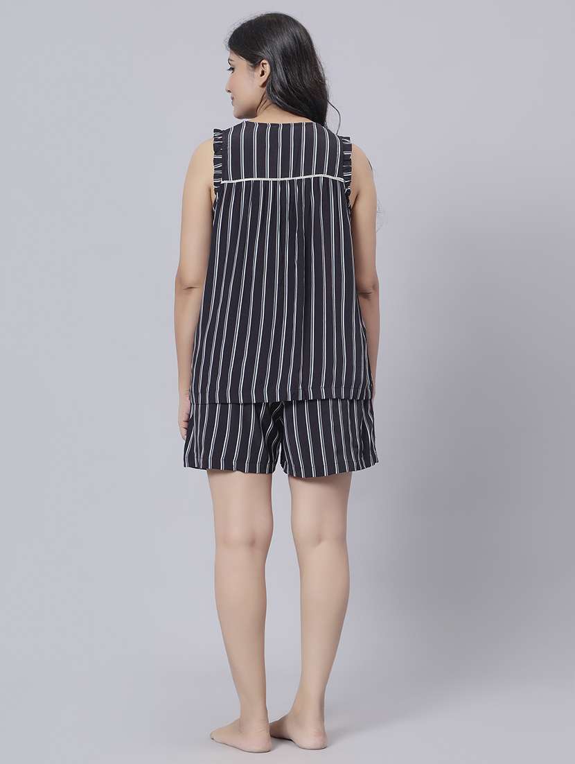 women striped top and shorts co-ord set - 21672074 -  Standard Image - 3