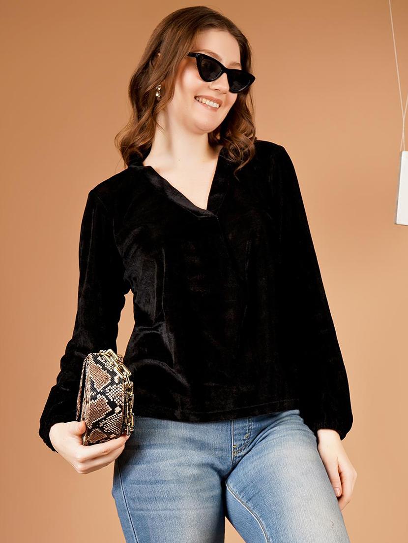 women solid long sleeves regular top - 21672108 -  Zoom Image - 0