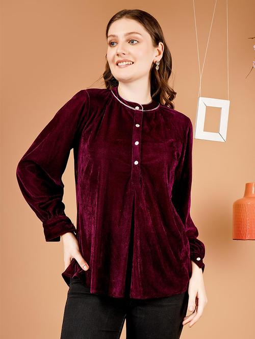 women solid puff sleeves a-line top - 21672111 - Standard Image - 0