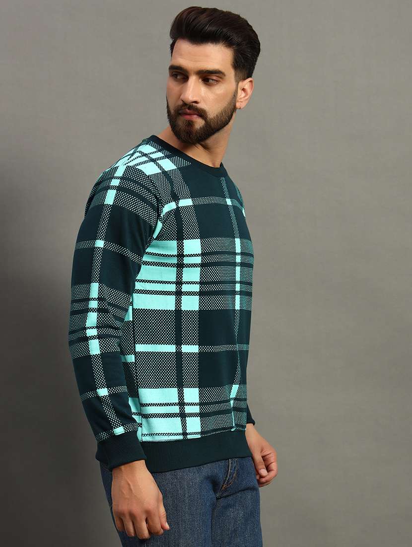 men long sleeve checkered sweatshirt