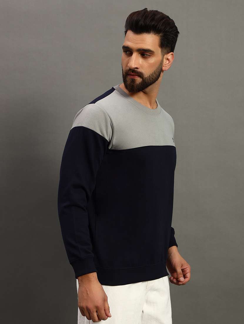 men long sleeve color block sweatshirt