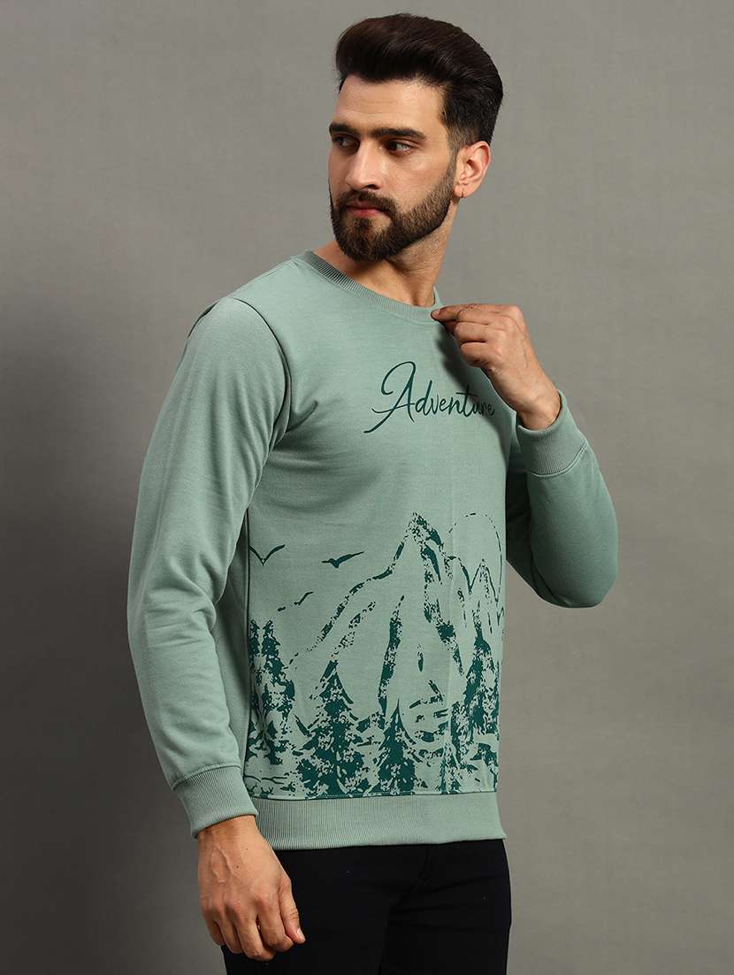 men long sleeves front print sweatshirt