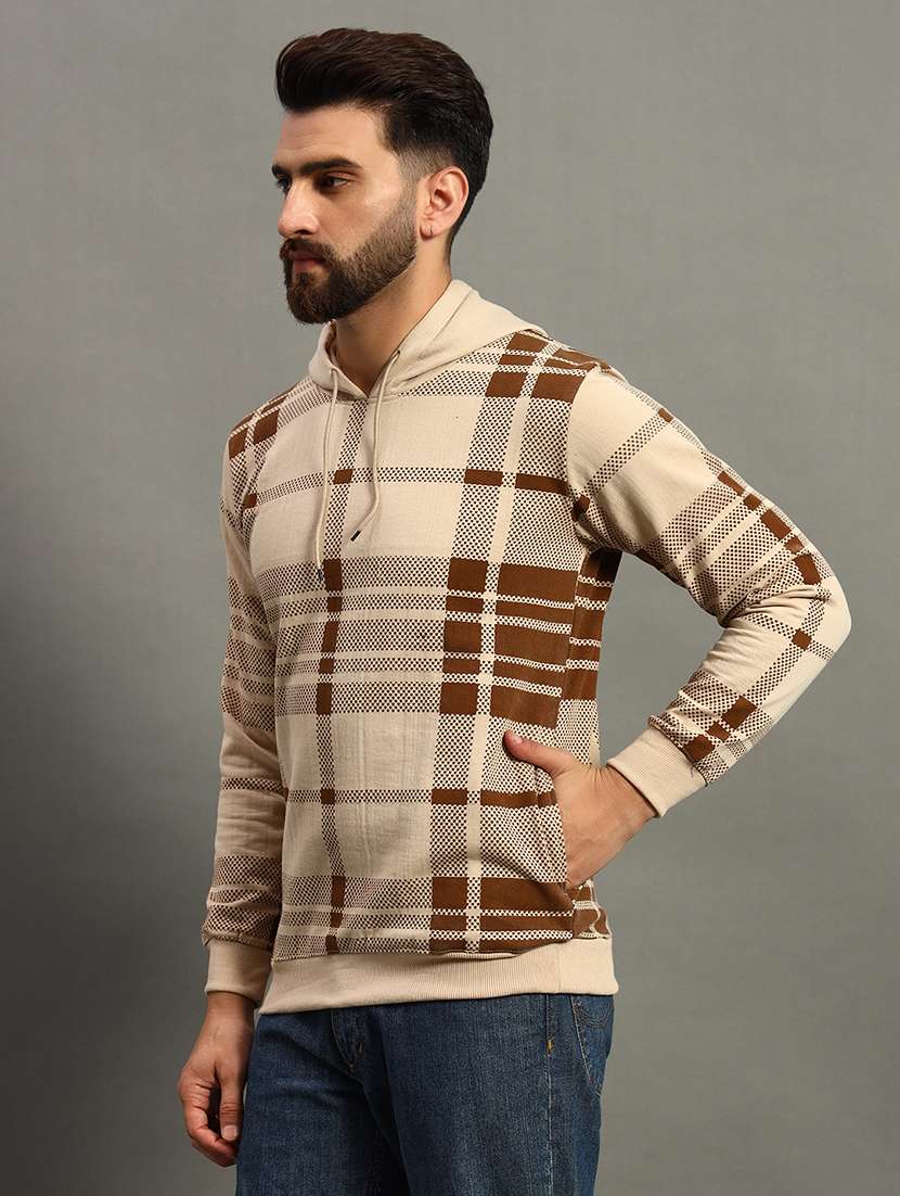 men long sleeve checkered sweatshirt