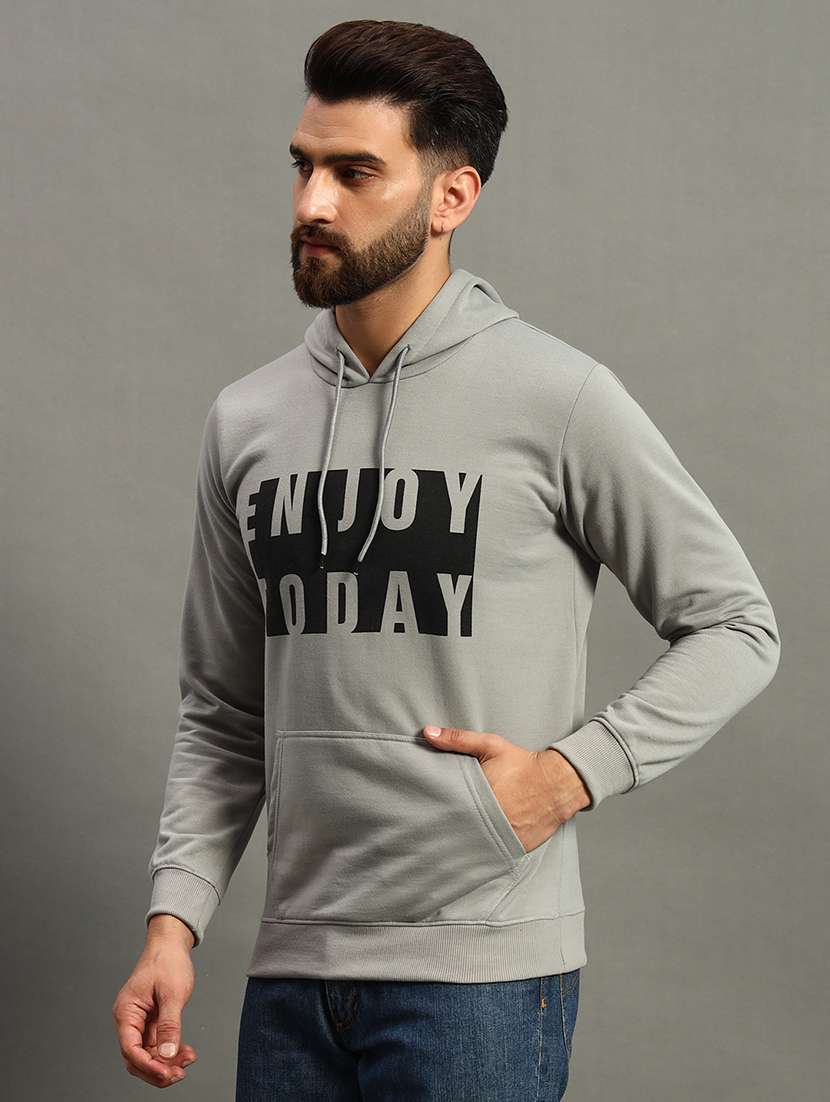 men long sleeves chest print sweatshirt