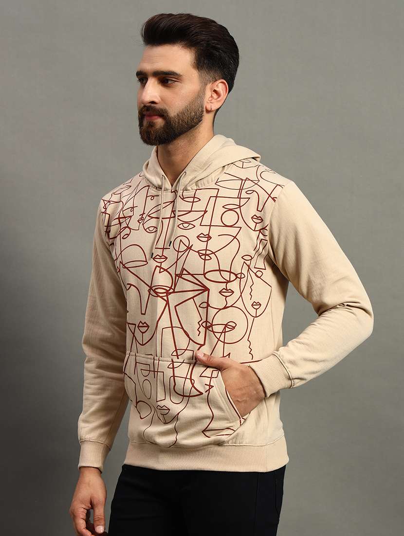 men long sleeves front print sweatshirt