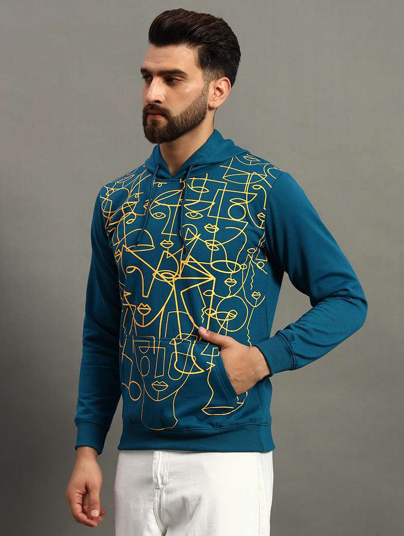 men long sleeves front print sweatshirt