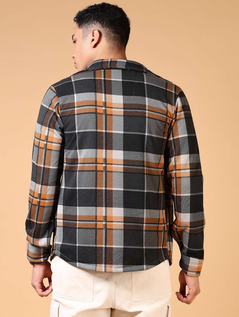 men long sleeves checkered shacket - 21672232 -  Standard Image - 3