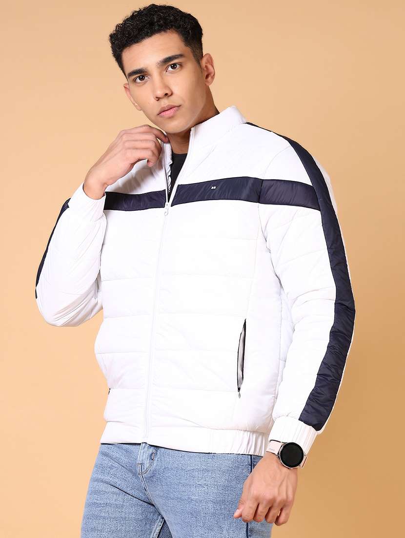men's white colorlocked quilted jacket - 21672233 -  Standard Image - 5
