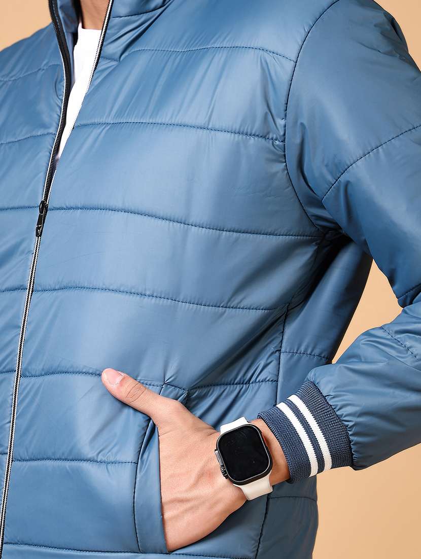 men's blue puffer jacket with stand collar - 21672259 -  Standard Image - 3