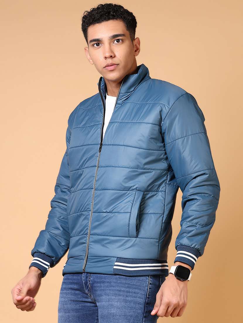 men's blue puffer jacket with stand collar - 21672259 -  Standard Image - 5