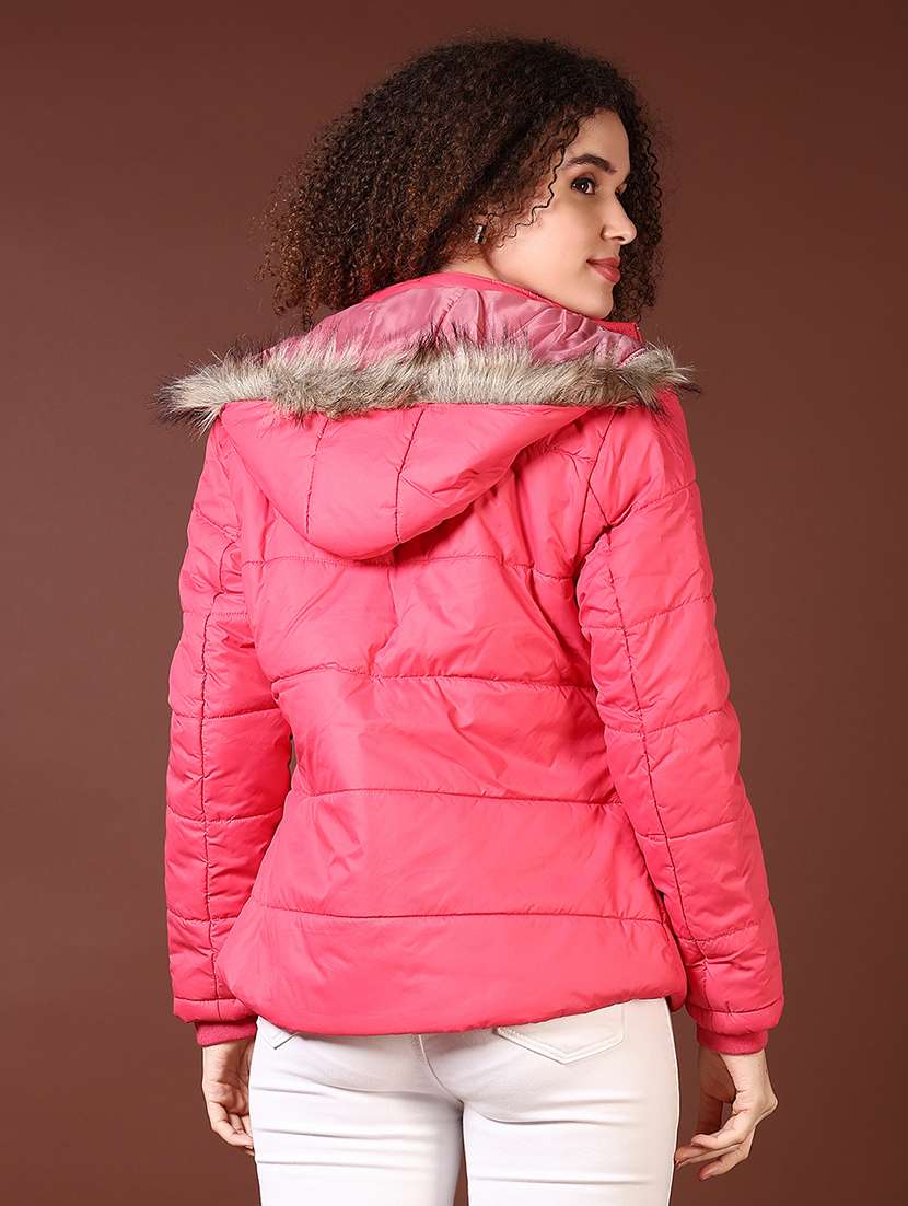 women long sleeves solid puffer jacket - 21672268 -  Standard Image - 3