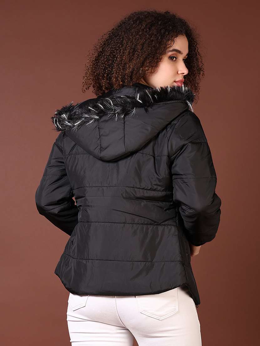 women long sleeves solid puffer jacket - 21672269 -  Standard Image - 3