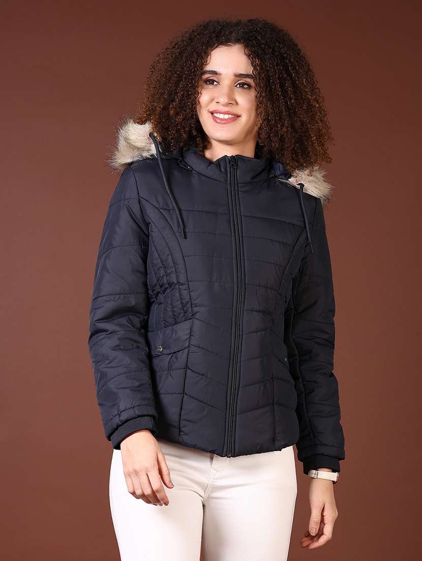 women long sleeves solid puffer jacket