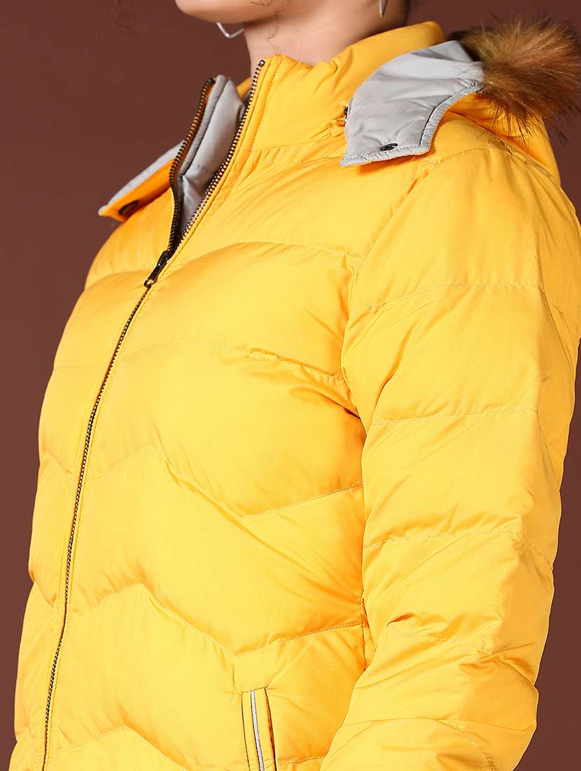 women long sleeves solid puffer jacket - 21672271 -  Standard Image - 5