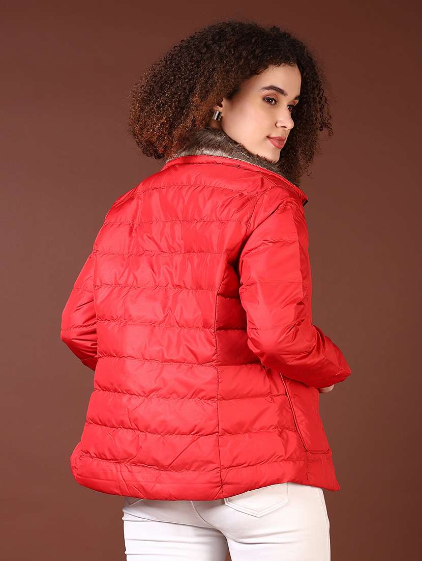 women long sleeves solid puffer jacket - 21672290 -  Standard Image - 3