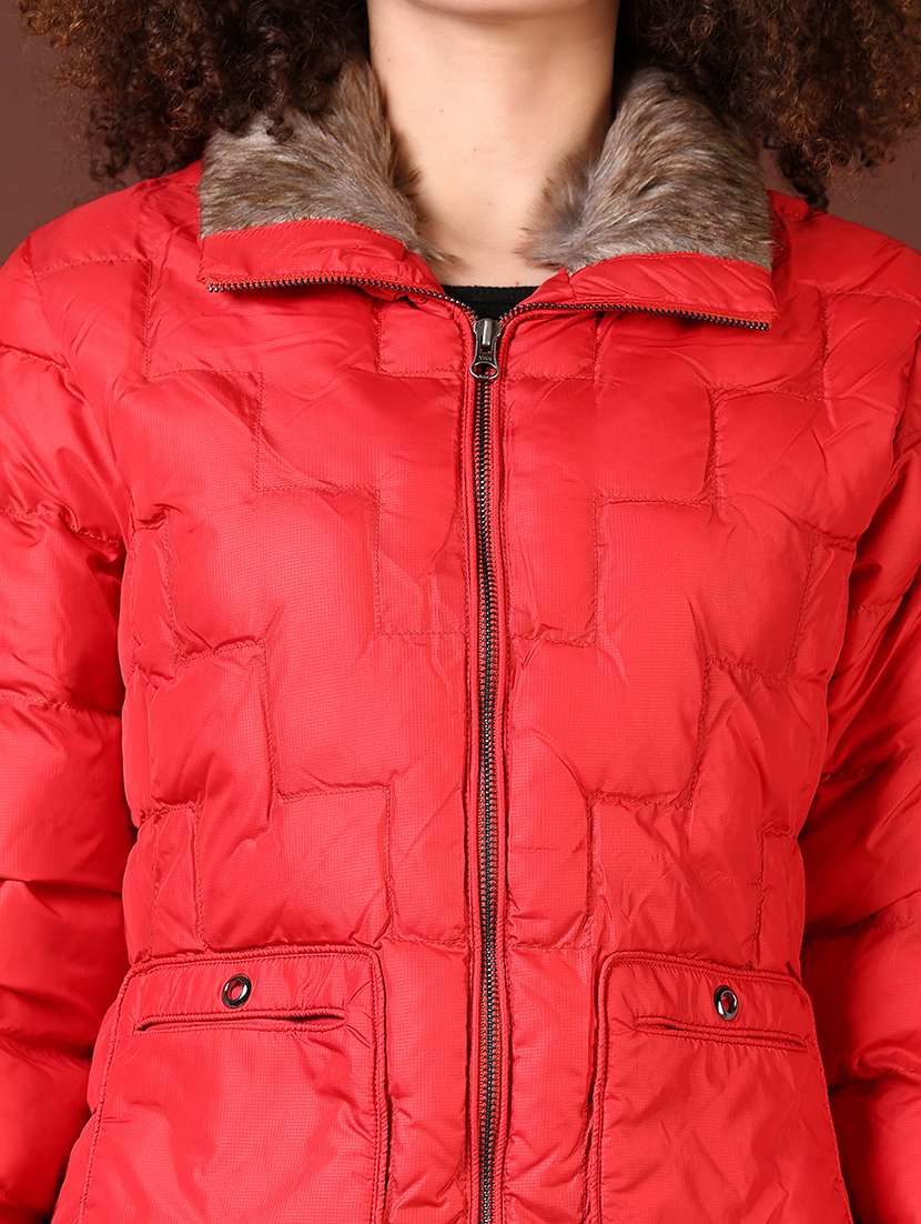 women long sleeves solid puffer jacket - 21672290 -  Standard Image - 5