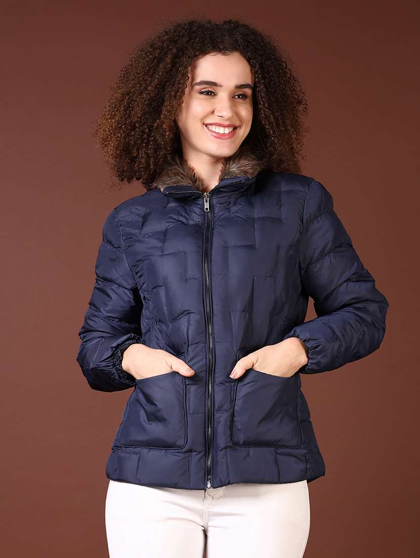 women long sleeves solid puffer jacket