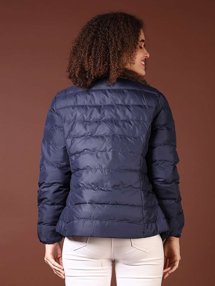 women long sleeves solid puffer jacket - 21672291 -  Standard Image - 3