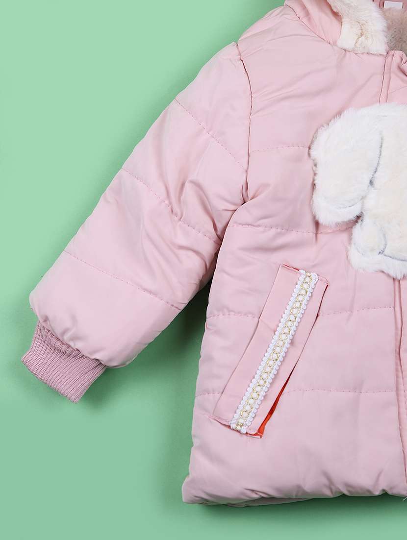 girls pink long sleeve quilted jacket - 21672341 -  Standard Image - 3