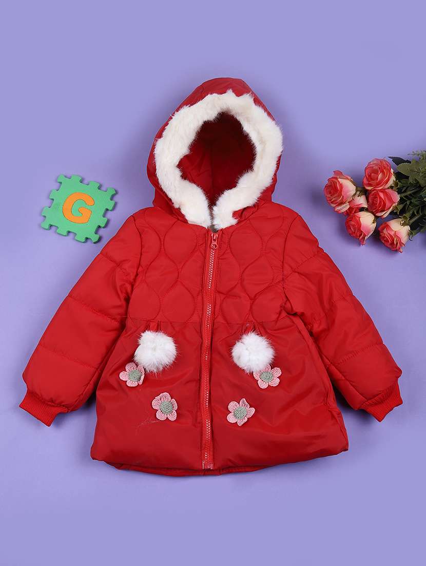 girls red long sleeve quilted jacket - 21672345 -  Zoom Image - 0