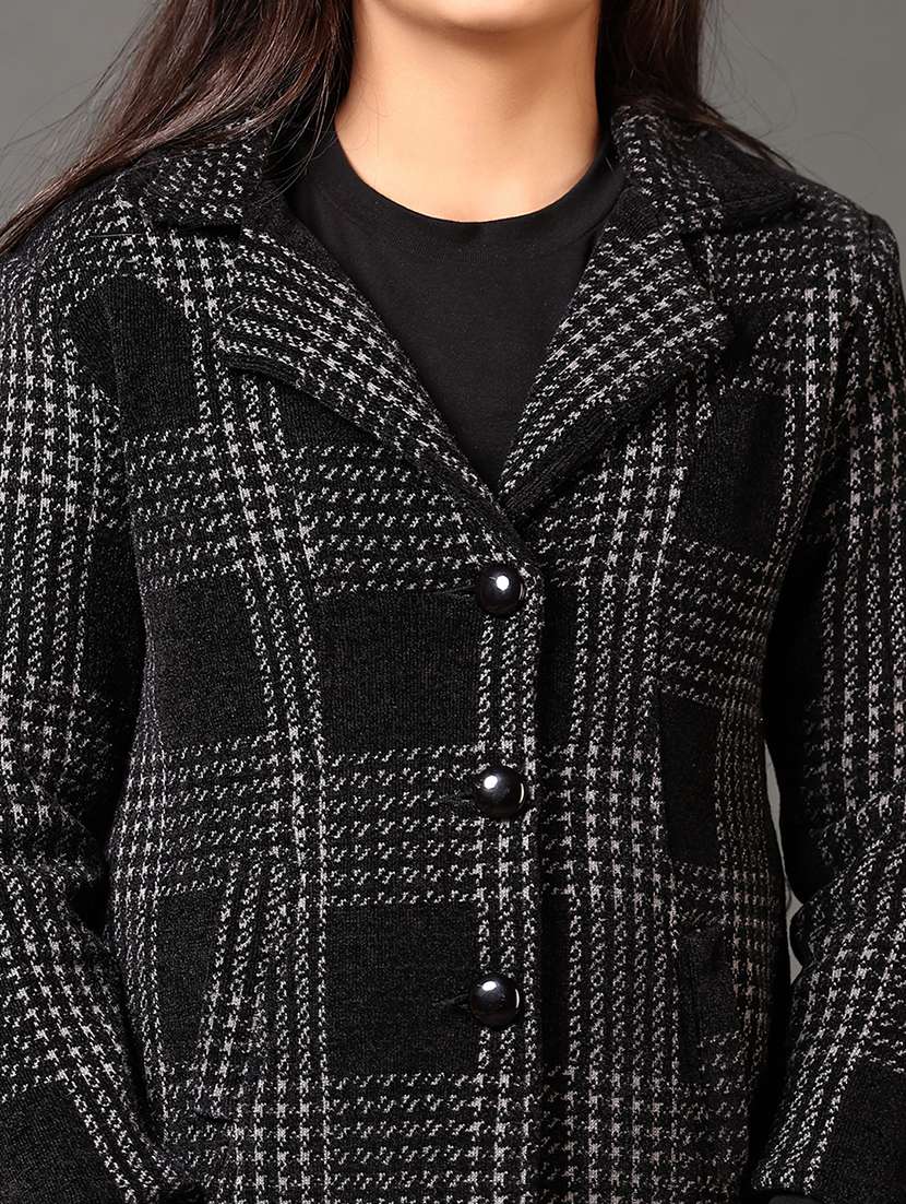 girls checkered long sleeve coat - 21672349 -  Standard Image - 3