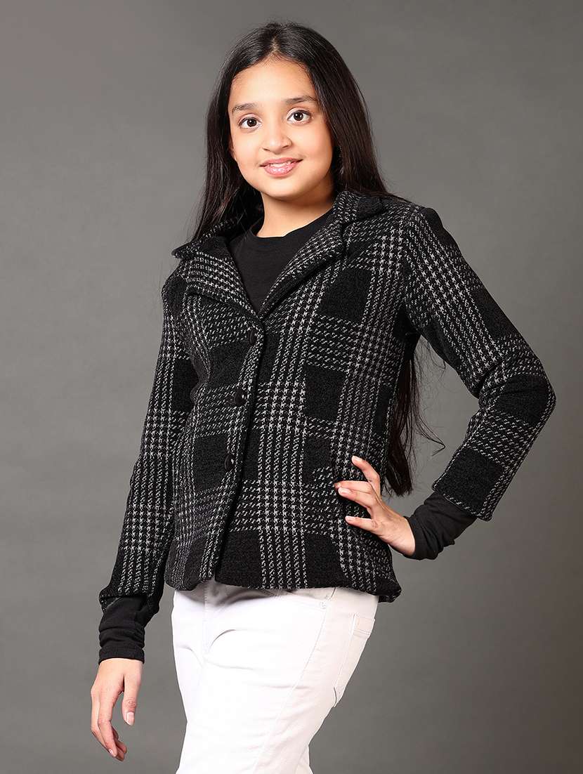 girls checkered long sleeve coat - 21672349 -  Standard Image - 5