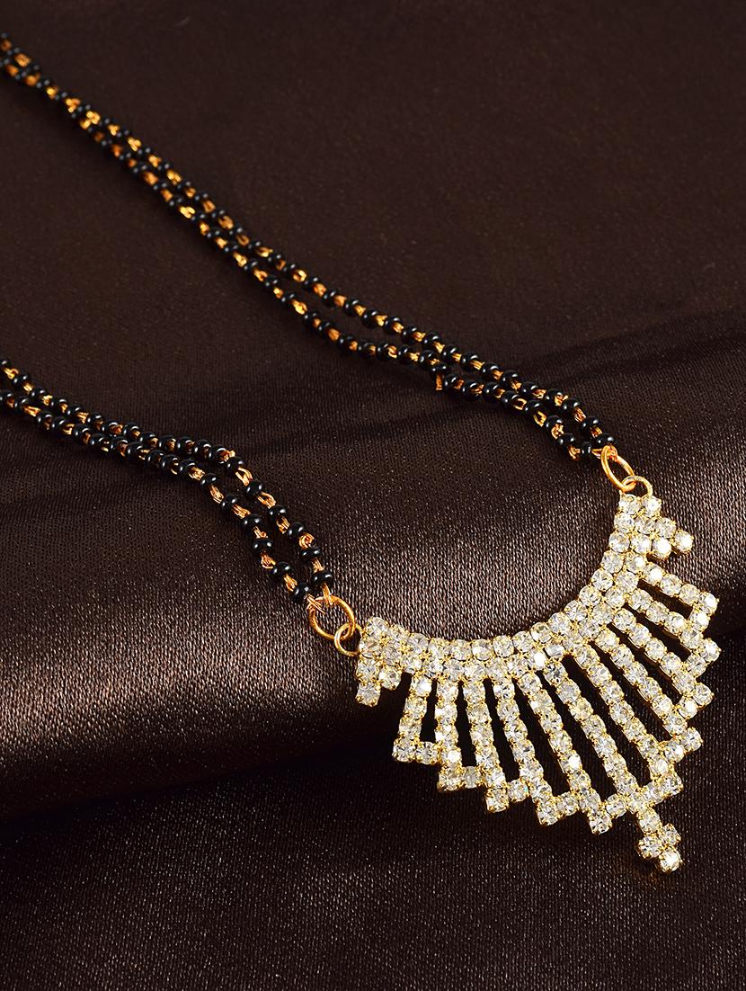 gold plated stone studded traditional mangalsutra for women - 21672779 - Zoom Image - 0