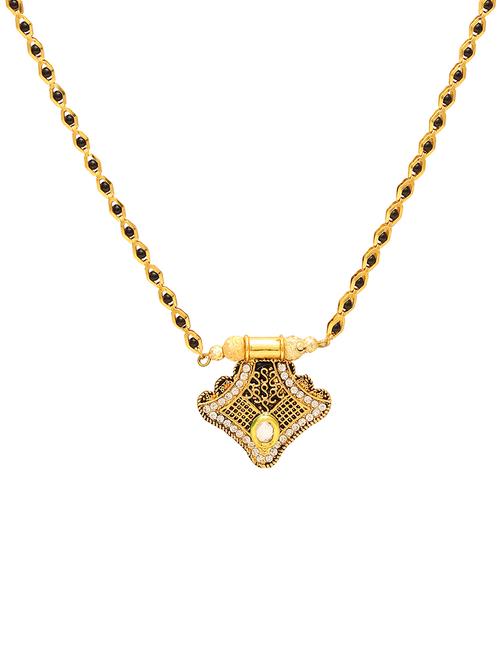 gold plated stone studded traditional mangalsutra for women - 21672847 -  Standard Image - 0