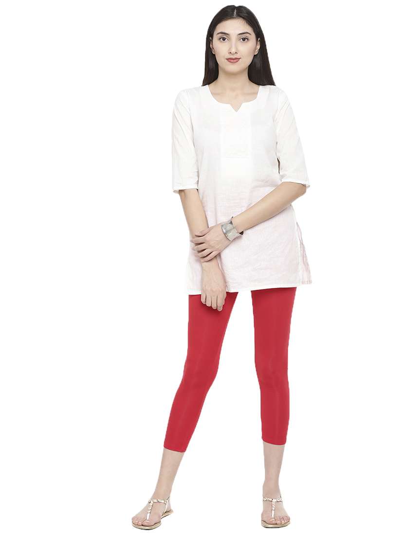 women solid calf length legging - 21672928 - Standard Image - 3