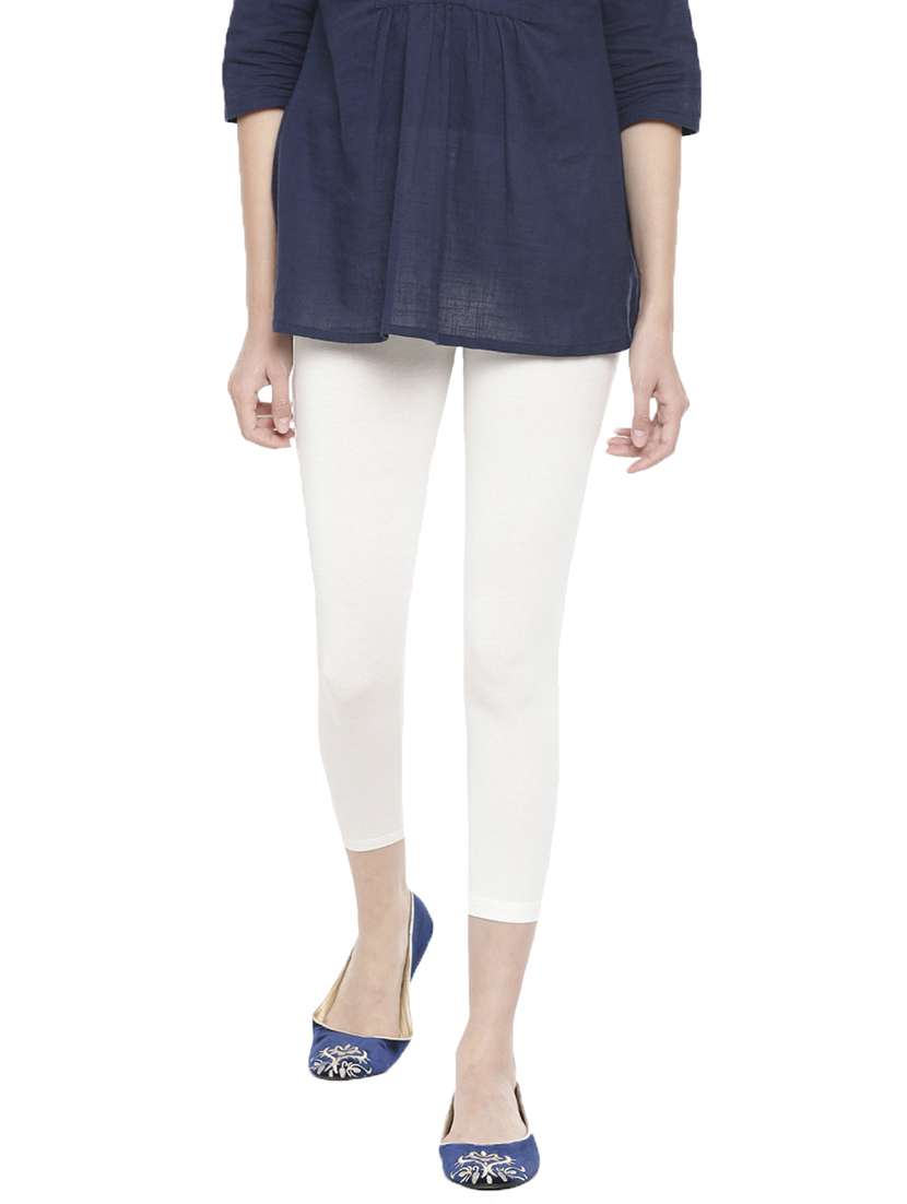 women solid calf length legging