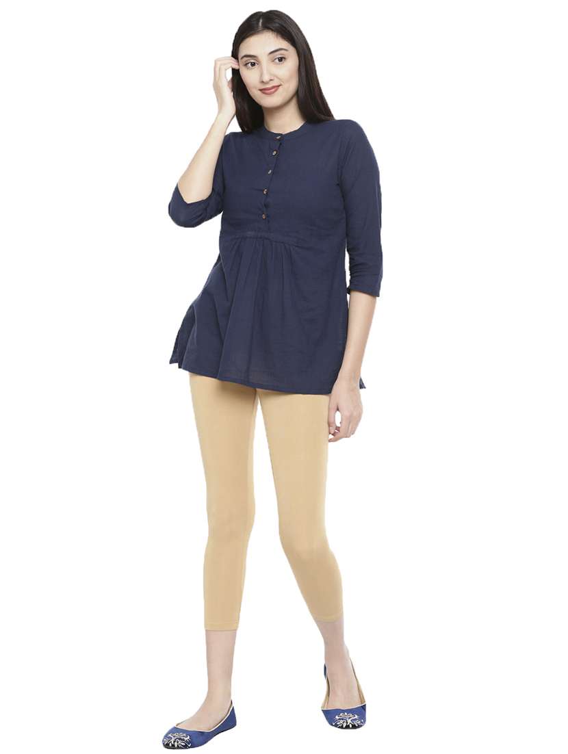 women solid calf length legging - 21672937 -  Standard Image - 3