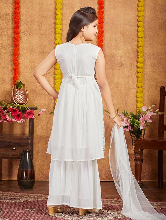 girls sequin work kurta sharar set with dupatta - 21672957 - Standard Image - 3